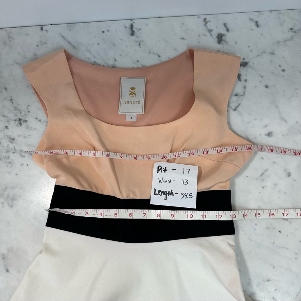 Abaete’ Dress Silk Colorblock Sleeveless Side Zip orange black Swing Sz 4 - Picture 10 of 10